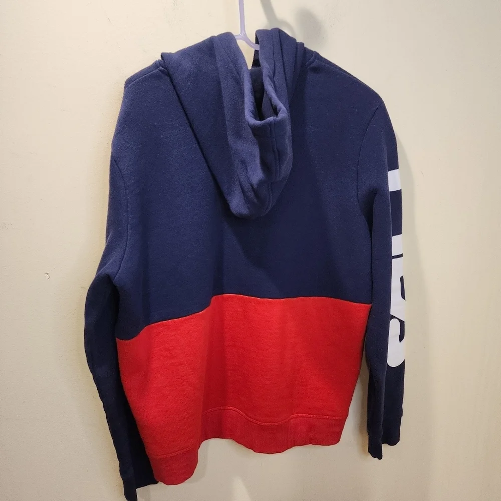 Fila Blue and Red Logo Hoodie Sweatshirt Size M